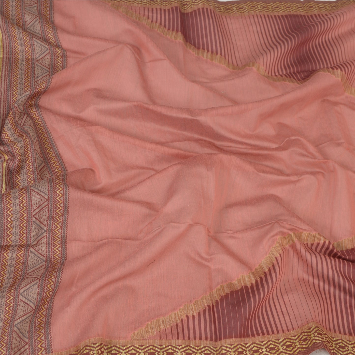 Sanskriti Vintage Lange Dupatta Stola Bomuld Ferskenfarvede Hijab Vævede Wrap Halstørklæder