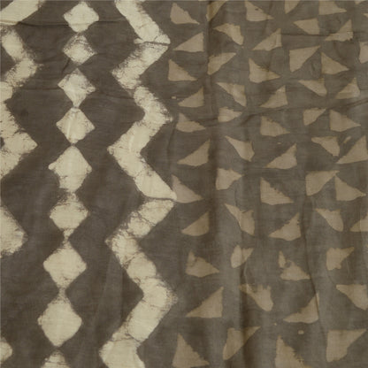 Sanskriti Vintage Chanderi Bagru Hand Block Pure Silk Dupatta Long Brown Stole