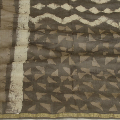 Sanskriti Vintage Chanderi Bagru Hand Block Pure Silk Dupatta Long Brown Stole