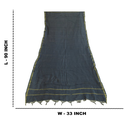Sanskriti Vintage Chanderi Zari Woven Blue Cotton Silk Long Dupatta Stole Veil