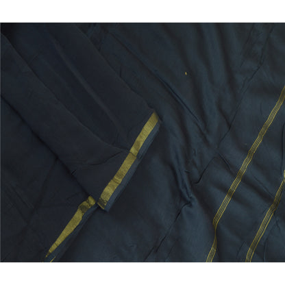 Sanskriti Vintage Chanderi Zari Woven Blue Cotton Silk Long Dupatta Stole Veil