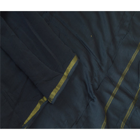Sanskriti Vintage Chanderi Zari Woven Blue Cotton Silk Long Dupatta Stole Veil