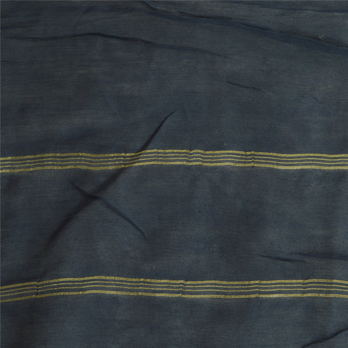 Sanskriti Vintage Chanderi Zari Woven Blue Cotton Silk Long Dupatta Stole Veil
