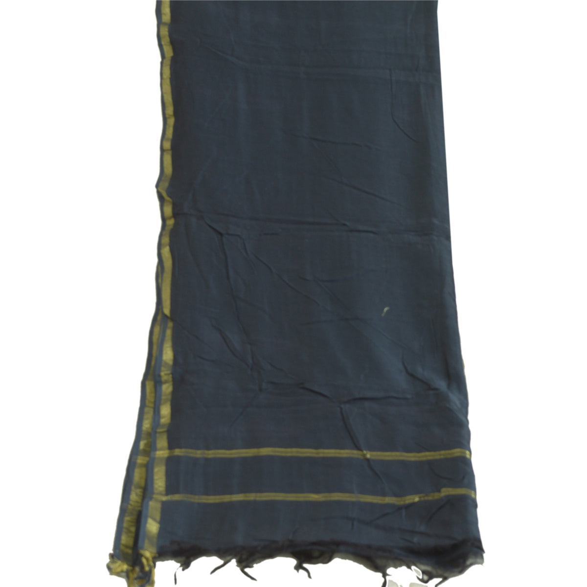 Sanskriti Vintage Chanderi Zari Woven Blue Cotton Silk Long Dupatta Stole Veil