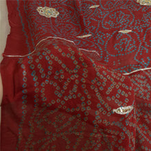 Load image into Gallery viewer, Sanskriti Vintage Long Dupatta Stole Pure Silk Dark Red Handmade Bandhani Gota
