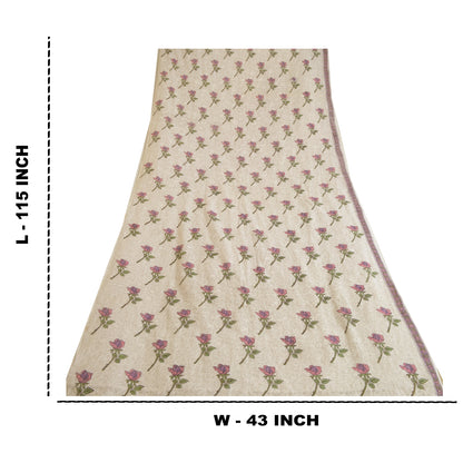 Sanskriti Vintage Dupatta Long Stole Pure Cotton Kota Doria White Block Printed