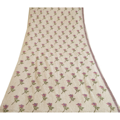 Sanskriti Vintage Dupatta Long Stole Pure Cotton Kota Doria White Block Printed
