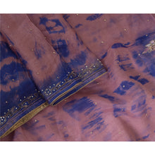 Load image into Gallery viewer, Sanskriti Vintage Pink/Blue Dupatta Long Stole Pure Silk Hand Beaded Tie-Dye
