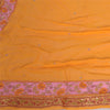 Sanskriti Vintage Long Yellow Dupatta/Stole Pure Georgette Silk Hand Beaded Veil