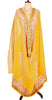 Sanskriti Vintage Long Yellow Dupatta/Stole Pure Georgette Silk Hand Beaded Veil