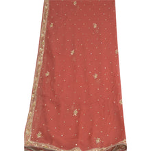 Load image into Gallery viewer, Sanskriti Vintage Long Brick Red Dupatta/Stole Pure Chiffon Silk Hand Beads Veil

