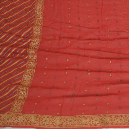 Sanskriti Vintage Long Dark Red Dupatta/Stole Pure Georgette Silk Woven Veil