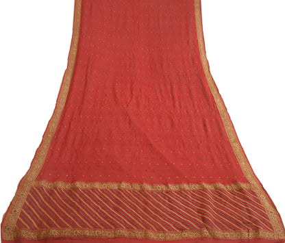 Sanskriti Vintage Long Dark Red Dupatta/Stole Pure Georgette Silk Woven Veil