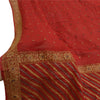 Sanskriti Vintage Long Dark Red Dupatta/Stole Pure Georgette Silk Woven Veil