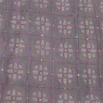 Sanskriti Vintage Dupatta Long Stole Pure Chiffon Silk Blue & Pink Hand Beaded