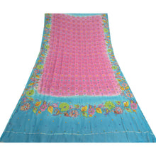 Load image into Gallery viewer, Sanskriti Vintage Dupatta Long Stole Pure Georgette Silk Blue/Pink Hand Beaded

