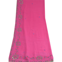 Load image into Gallery viewer, Sanskriti Vintage Dupatta Long Stole Pure Georgette Silk Pink Hand Beaded Veil

