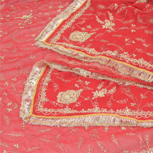 Load image into Gallery viewer, Sanskriti Vintage Dupatta Long Stole Georgette Red Scarves Hand Beaded Veil
