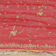 Load image into Gallery viewer, Sanskriti Vintage Dupatta Long Stole Georgette Red Scarves Hand Beaded Veil
