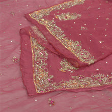 Load image into Gallery viewer, Sanskriti Vintage Dupatta Long Stole Pure Chiffon Silk Pink Hand Beaded Veil
