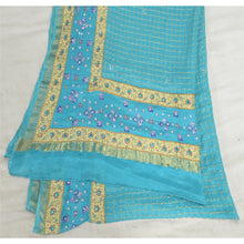 Load image into Gallery viewer, Sanskriti Vintage Dupatta Long Stole Pure Silk Blue Hand Beaded Woven Wrap Veil
