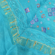 Load image into Gallery viewer, Sanskriti Vintage Dupatta Long Stole Pure Silk Blue Hand Beaded Woven Wrap Veil
