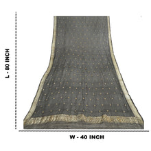 Load image into Gallery viewer, Sanskriti Vintage Dupatta Long Stole Pure Georgette Silk Black Woven Brocade

