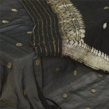 Load image into Gallery viewer, Sanskriti Vintage Dupatta Long Stole Pure Georgette Silk Black Woven Brocade
