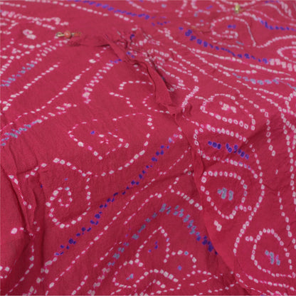 Sanskriti Vintage Long Dupatta Ho tPink Stole Bandhani Work Pure Silk Veil Hijab