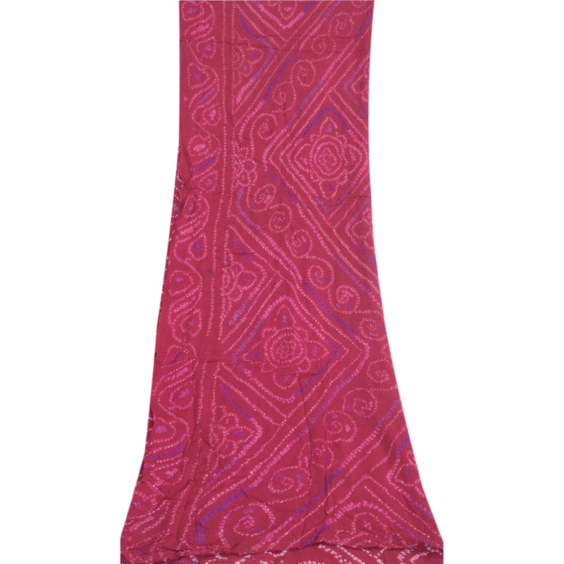 Sanskriti Vintage Long Dupatta Ho tPink Stole Bandhani Work Pure Silk Veil Hijab