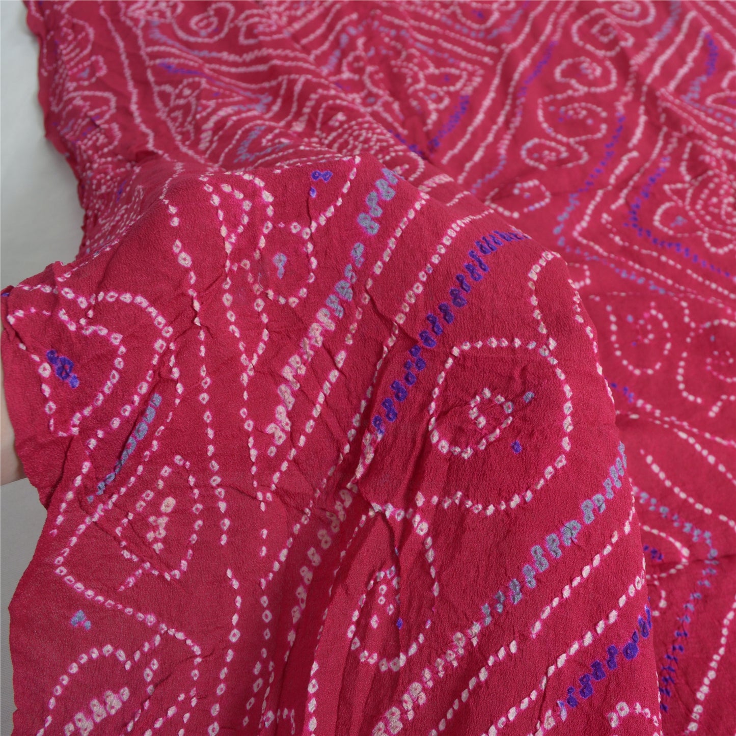 Sanskriti Vintage Long Dupatta Ho tPink Stole Bandhani Work Pure Silk Veil Hijab