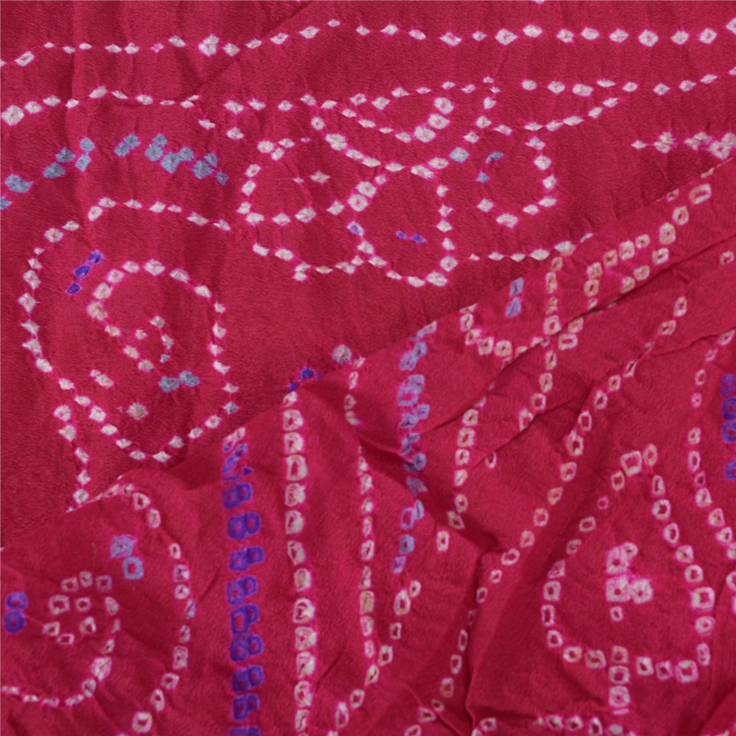 Sanskriti Vintage Long Dupatta Ho tPink Stole Bandhani Work Pure Silk Veil Hijab