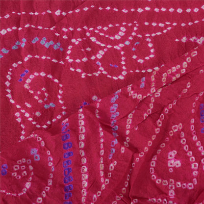 Sanskriti Vintage Long Dupatta Ho tPink Stole Bandhani Work Pure Silk Veil Hijab