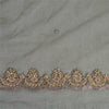 Sanskriti Vintage Long Dupatta Gray Hand Beaded Zardozi Net Mesh Stole Scarves