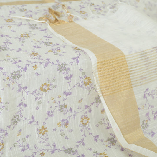 Санскритский винтажный длинный шарф-палантин Dupatta цвета слоновой кости Chanderi с принтом Zari Work Veil-палантин