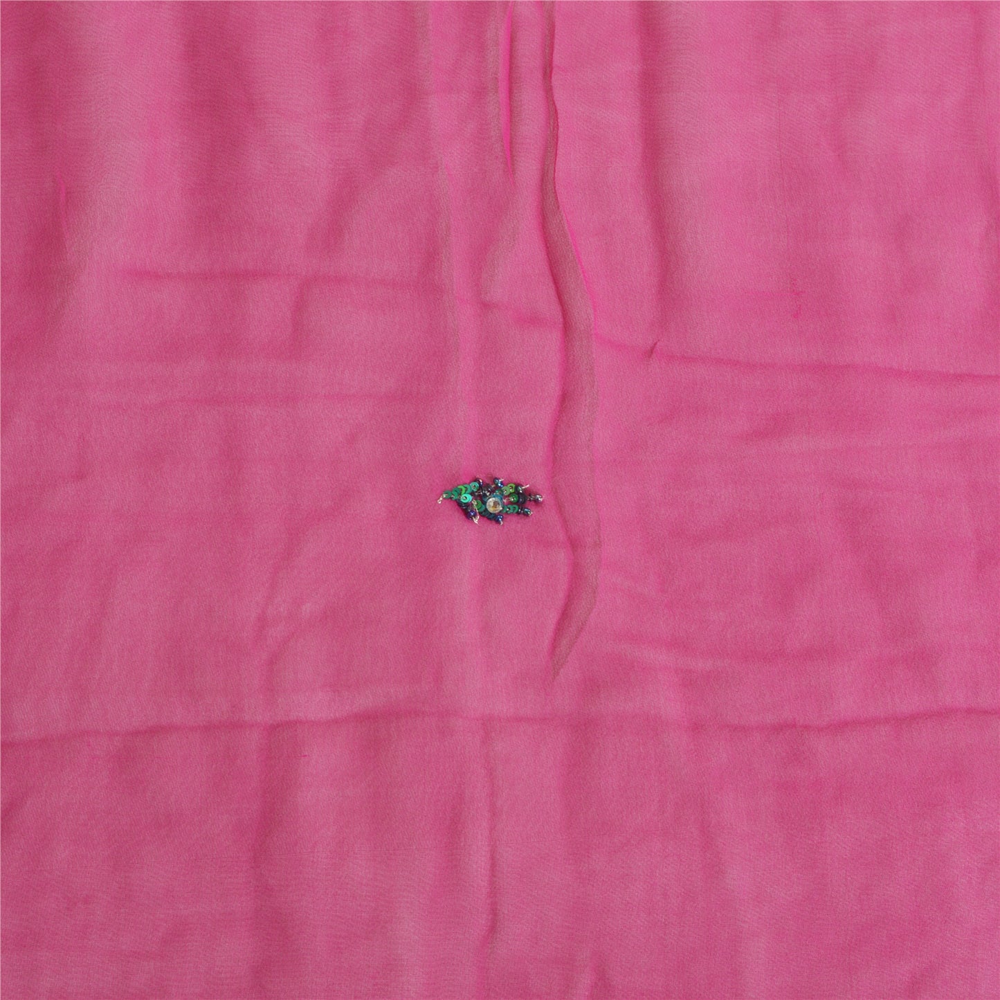 Sanskriti Vintage Long Hot-Pink Dupatta Pure Georgette Hand Beaded Sequins Veil