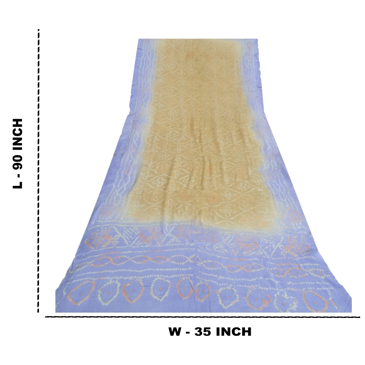 Sanskriti Vintage Long Dupatta Green & Blue Bandhani Pure Silk Hand Bead Veil