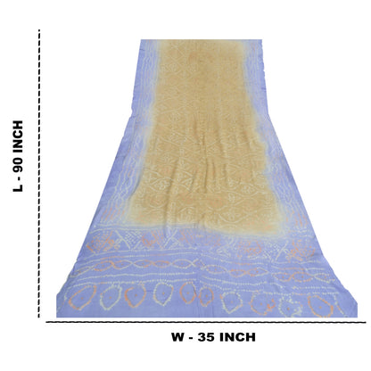 Sanskriti Vintage Long Dupatta Green & Blue Bandhani Pure Silk Hand Bead Veil