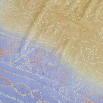 Sanskriti Vintage Long Dupatta Green & Blue Bandhani Pure Silk Hand Bead Veil