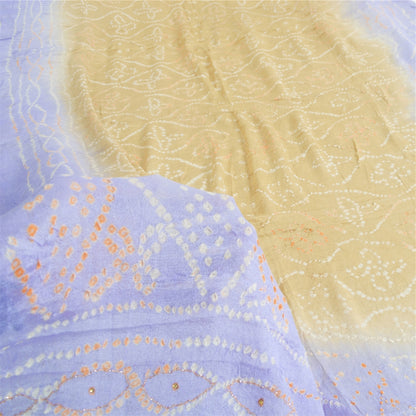 Sanskriti Vintage Long Dupatta Green & Blue Bandhani Pure Silk Hand Bead Veil