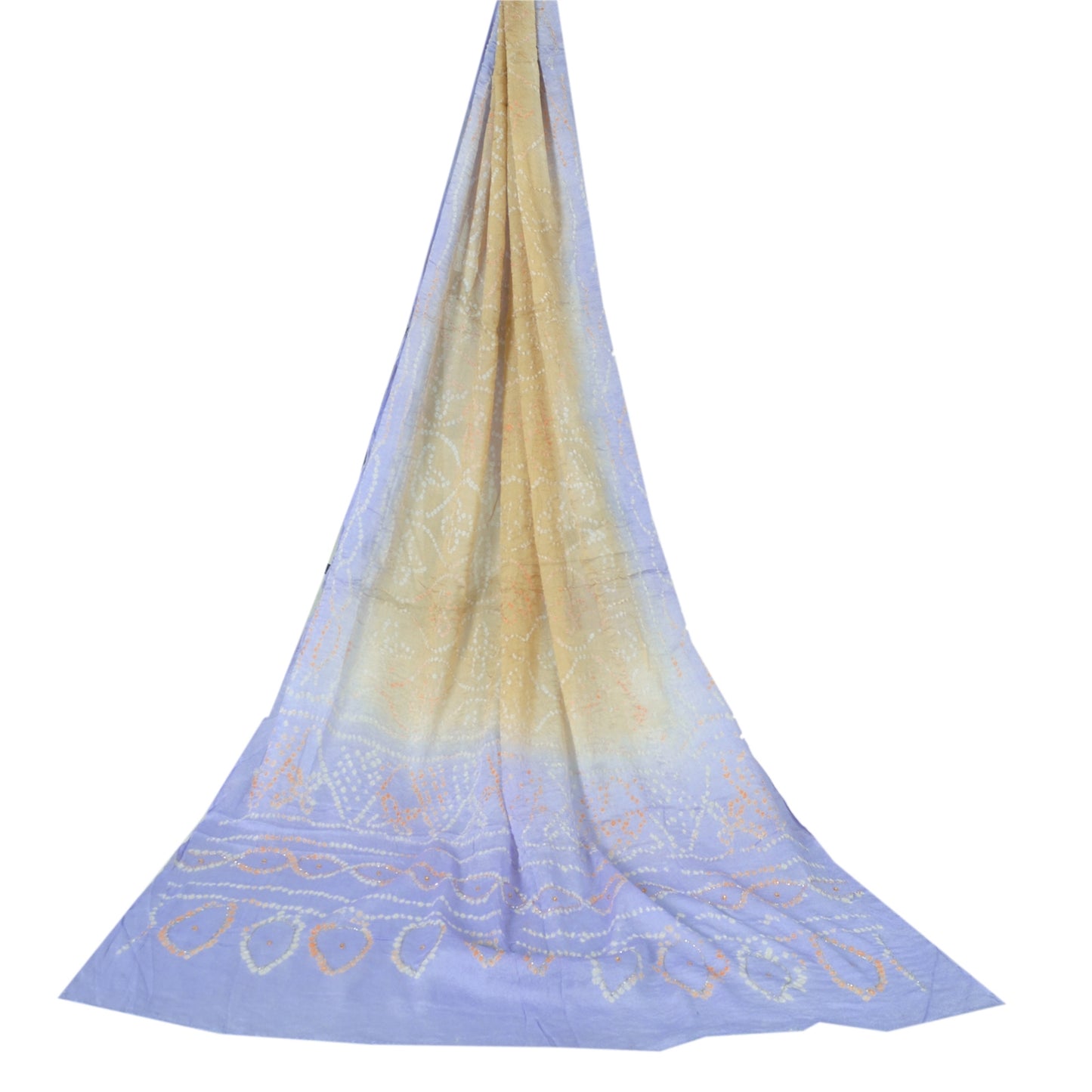 Sanskriti Vintage Long Dupatta Green & Blue Bandhani Pure Silk Hand Bead Veil