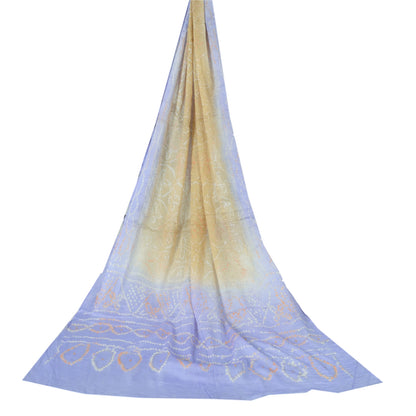 Sanskriti Vintage Long Dupatta Green & Blue Bandhani Pure Silk Hand Bead Veil
