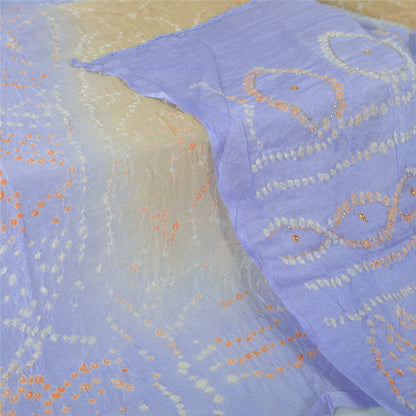 Sanskriti Vintage Long Dupatta Green & Blue Bandhani Pure Silk Hand Bead Veil