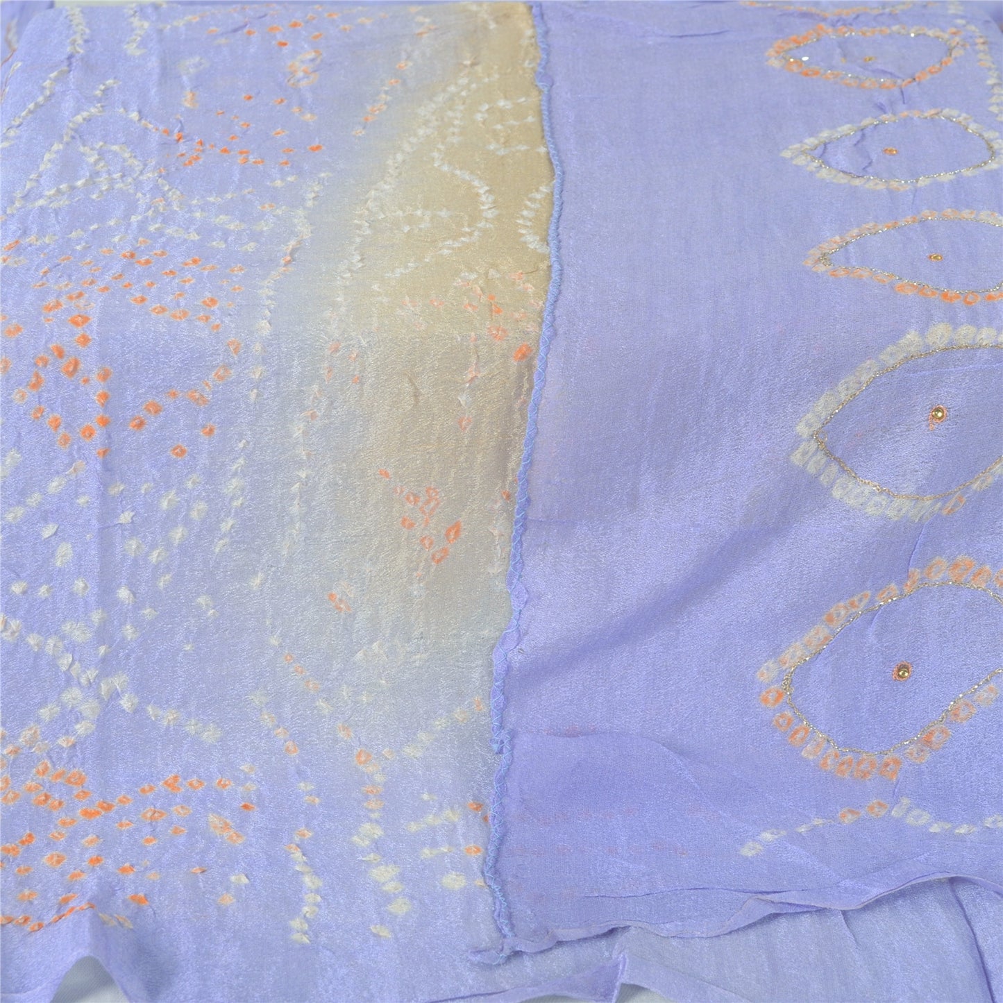 Sanskriti Vintage Long Dupatta Green & Blue Bandhani Pure Silk Hand Bead Veil