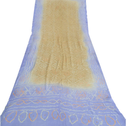 Sanskriti Vintage Long Dupatta Green & Blue Bandhani Pure Silk Hand Bead Veil
