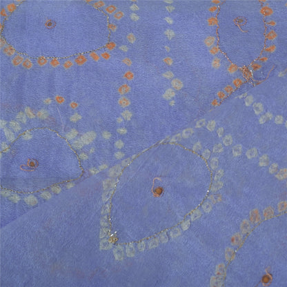 Sanskriti Vintage Long Dupatta Green & Blue Bandhani Pure Silk Hand Bead Veil