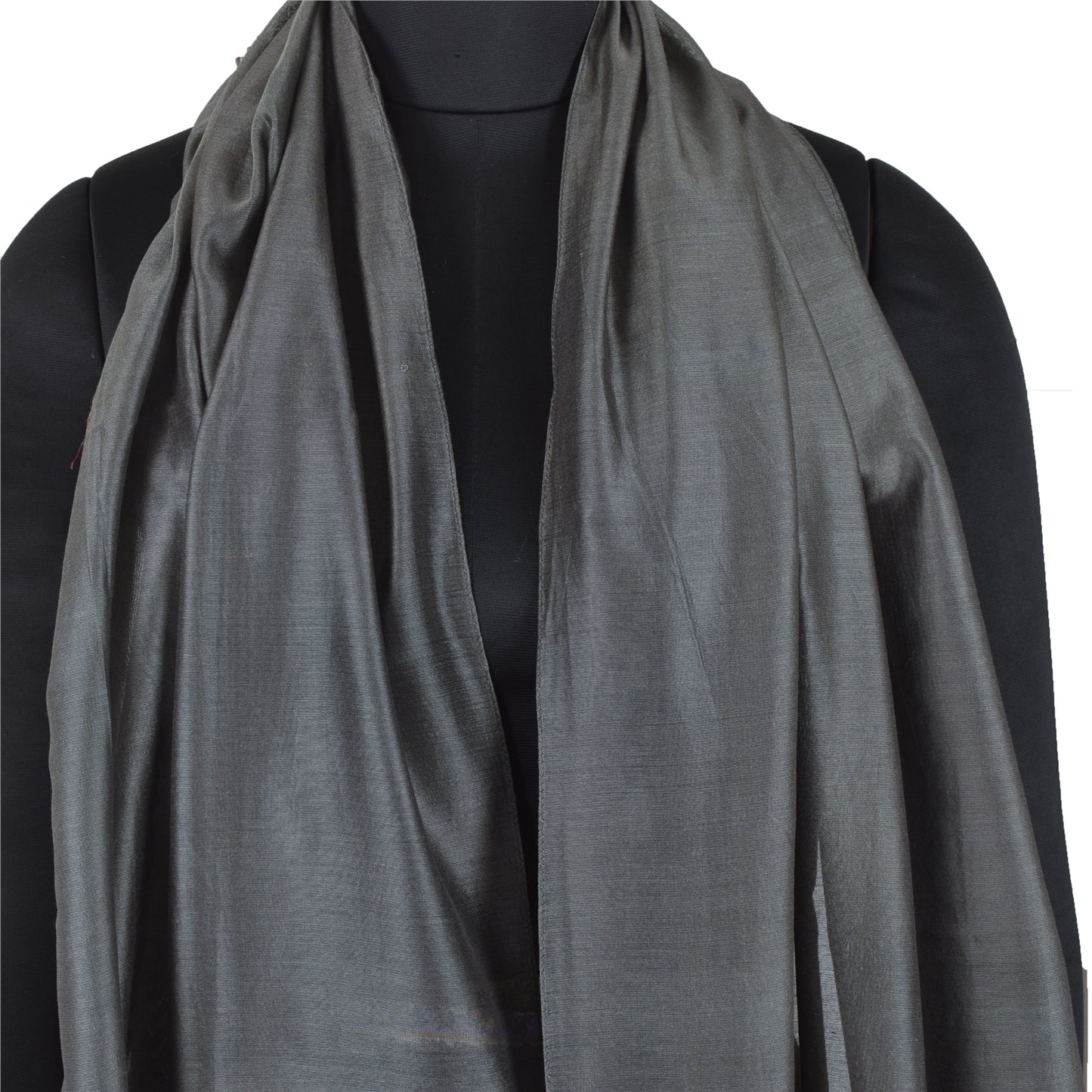 Sanskriti Vintage Long Bollywood Dupatta Gray Pure Cotton Woven Stole Hijab Veil