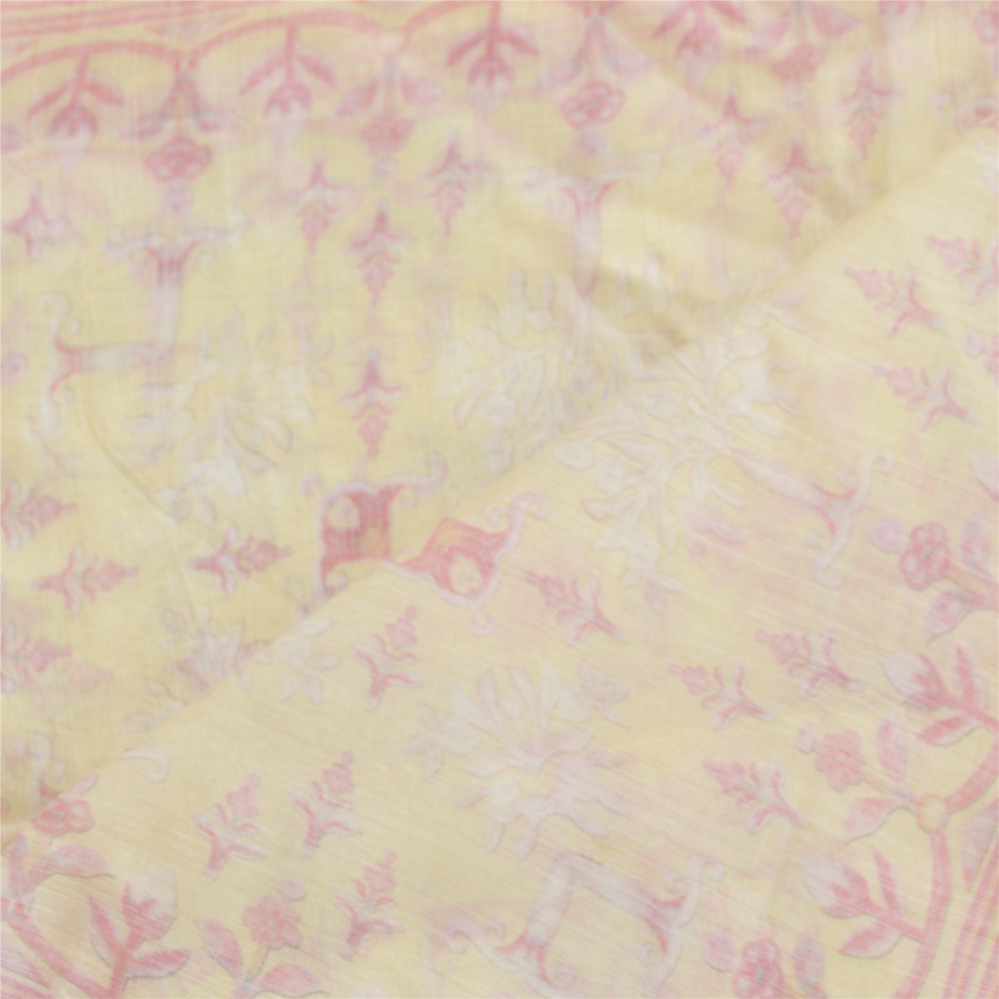 Санскрити Винтаж Длинный Дупатта Чистый Хлопок Лимонно-Желтый Печатный Палантин Шарф Вуаль