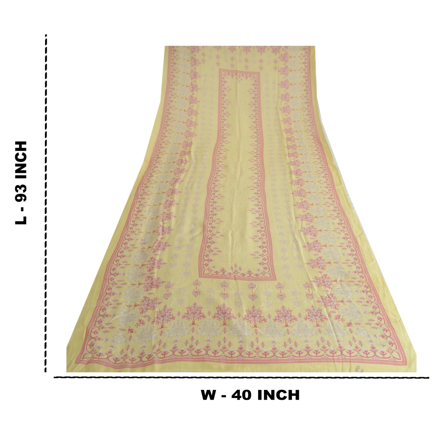 Санскрити Винтаж Длинный Дупатта Чистый Хлопок Лимонно-Желтый Печатный Палантин Шарф Вуаль