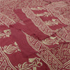 Sanskriti Vintage Long Indian Red Dupatta Pure Silk Batik Printed Scarf Stole